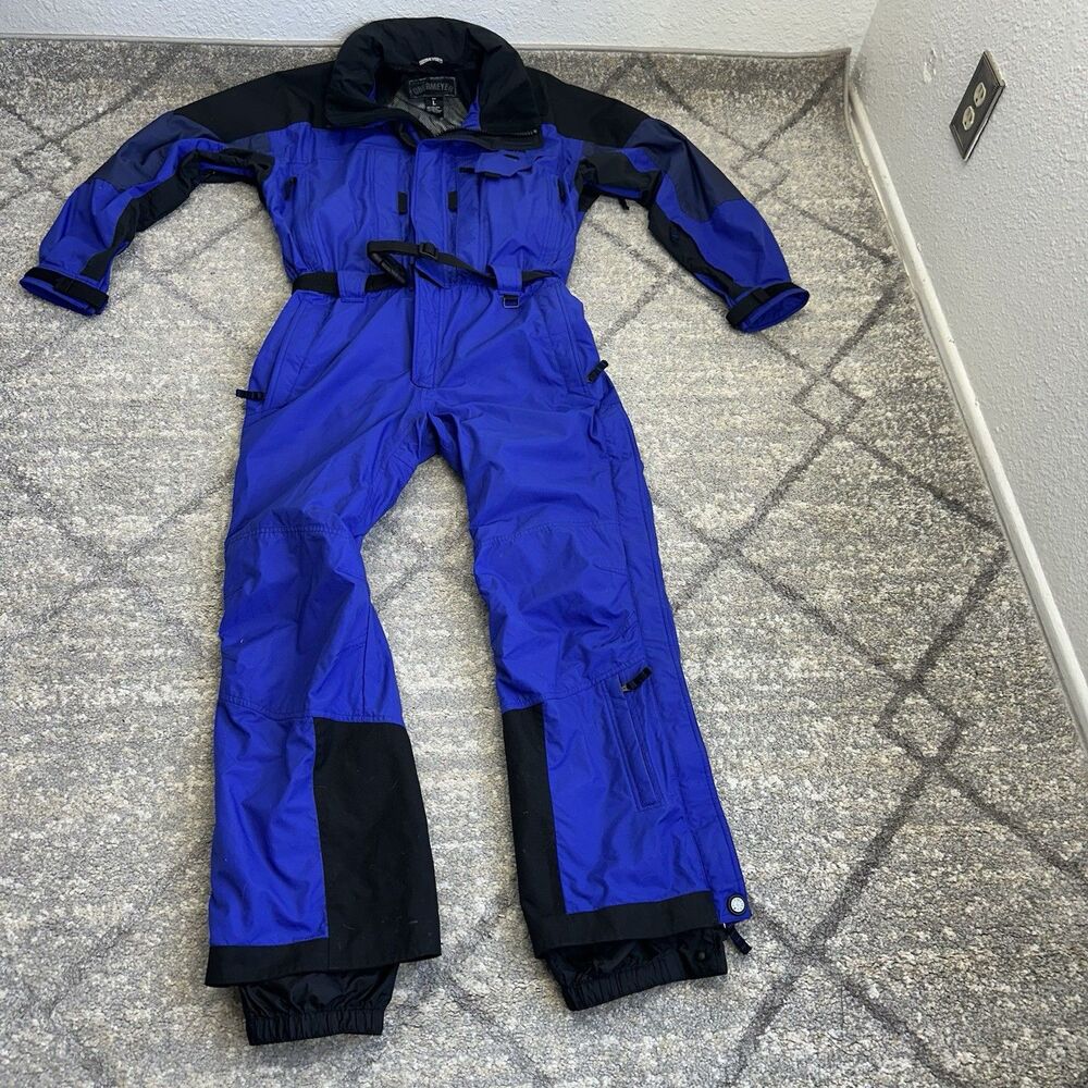 Obermeyer Ski Suit One Piece Snowsuit  Snow Bib Jumpsuit Vtg Mens Large Blue